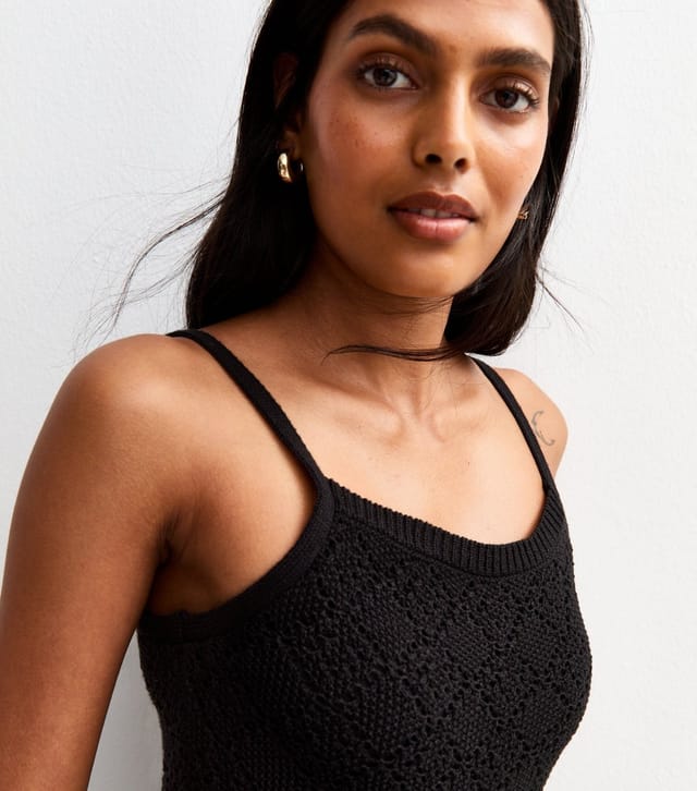 New Look Women's Black Knitted Strappy Maxi Dress New Look - 3