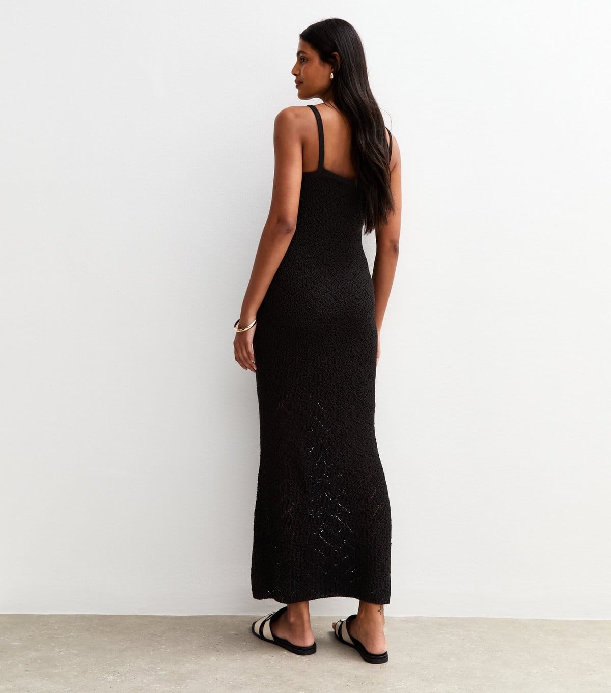 New Look Women's Black Knitted Strappy Maxi Dress New Look - 4