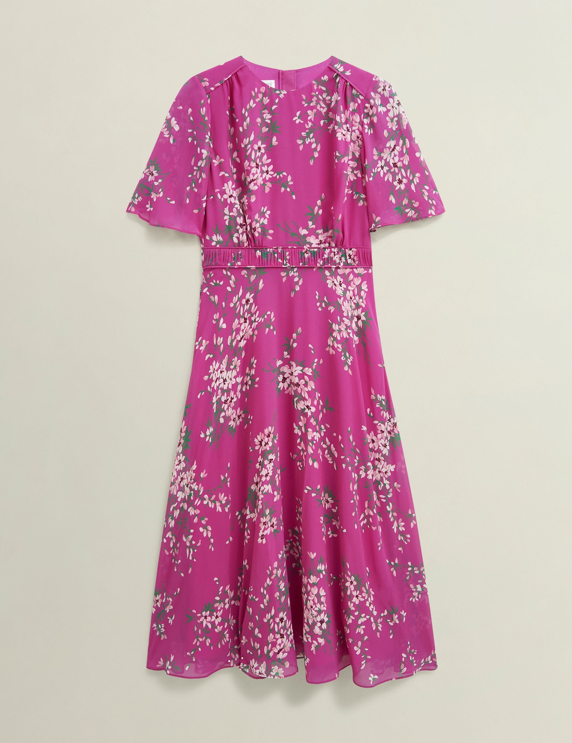 Hobbs London Hobbs London Women's Bronwyn Short Sleeve Printed Midi Dress in Fuchsia - 2