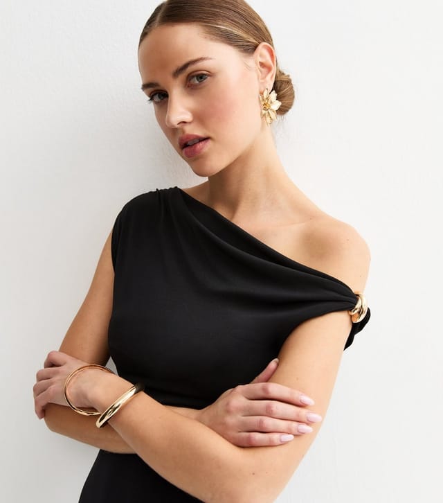 New Look Women's Black Jersey Off The Shoulder Midi Dress New Look - 2