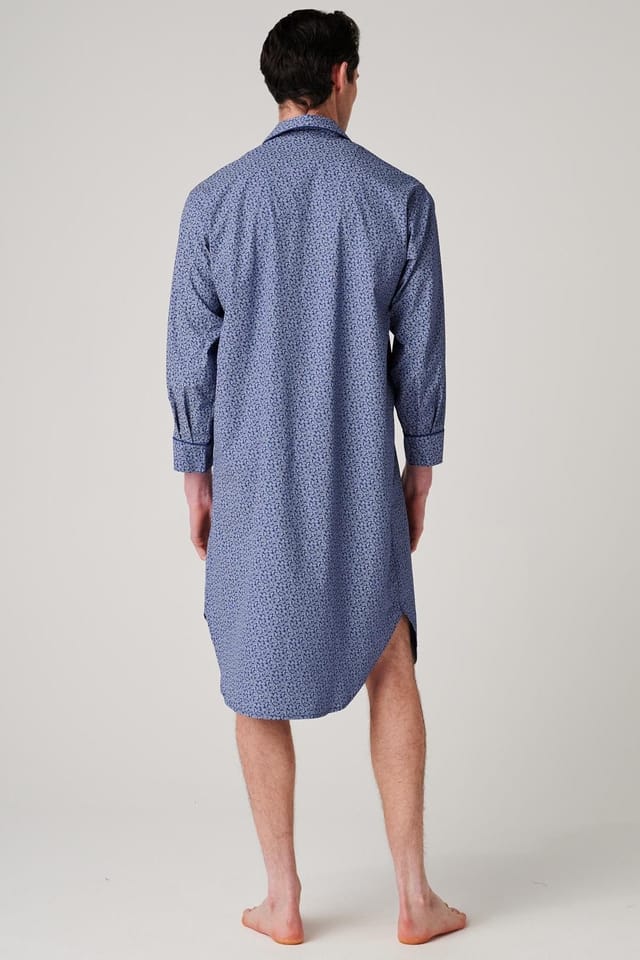 British Boxers British Boxers Men's "Navy Paisley" Crisp Cotton Nightshirt in Dark Navy - 3