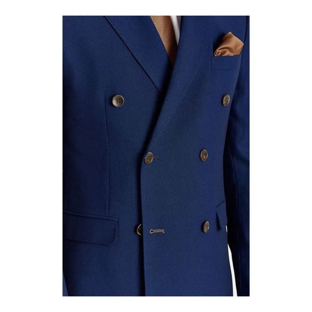 Paul Andrew Paul Andrew Men's Birdseye Double Breasted Blazer in Navy - 2