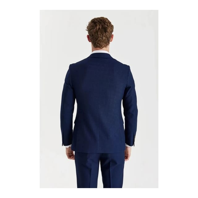 Paul Andrew Paul Andrew Men's Birdseye Double Breasted Blazer in Navy - 3