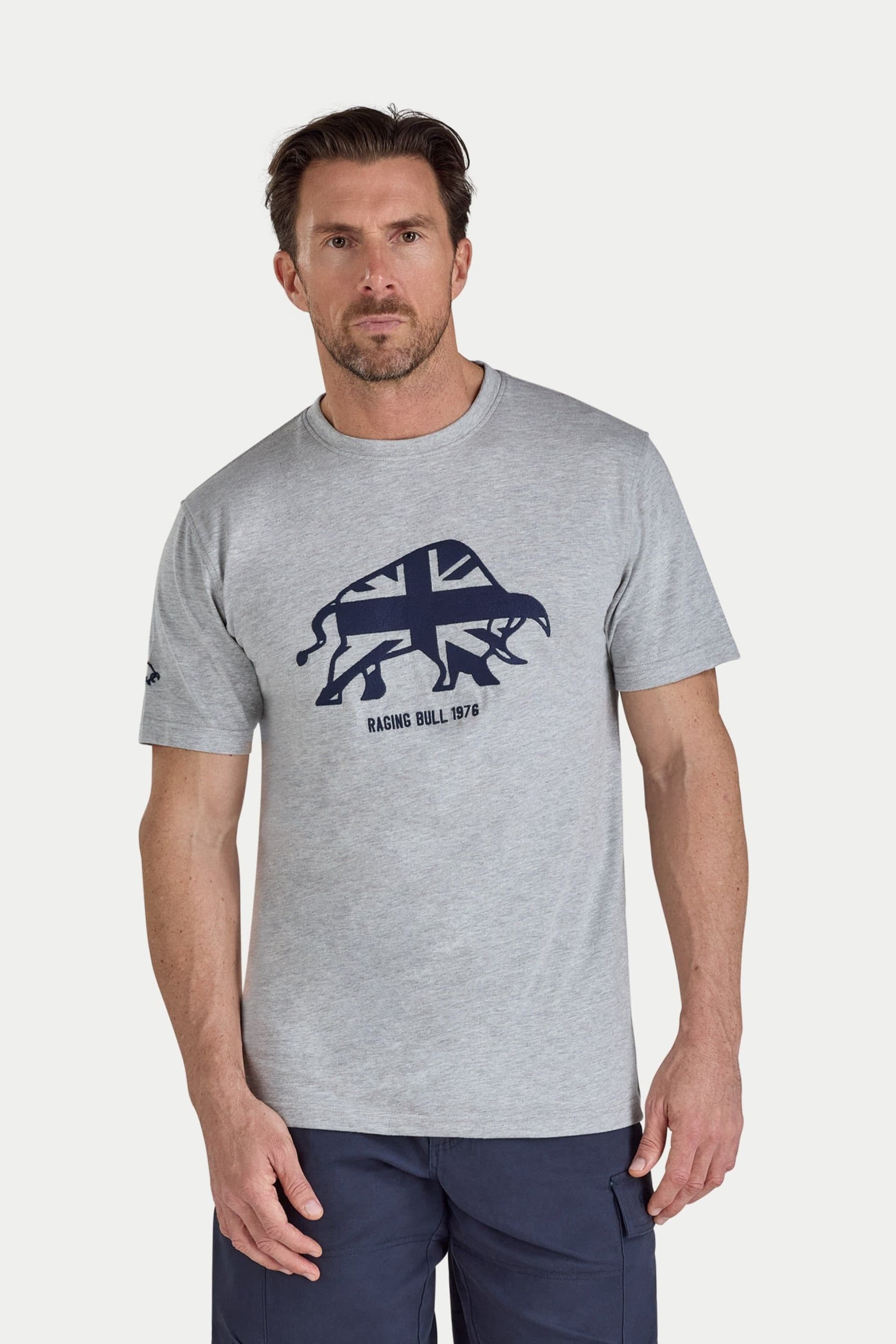 raging bull Raging Bull Men's Embroidered Bull T-Shirt in Grey