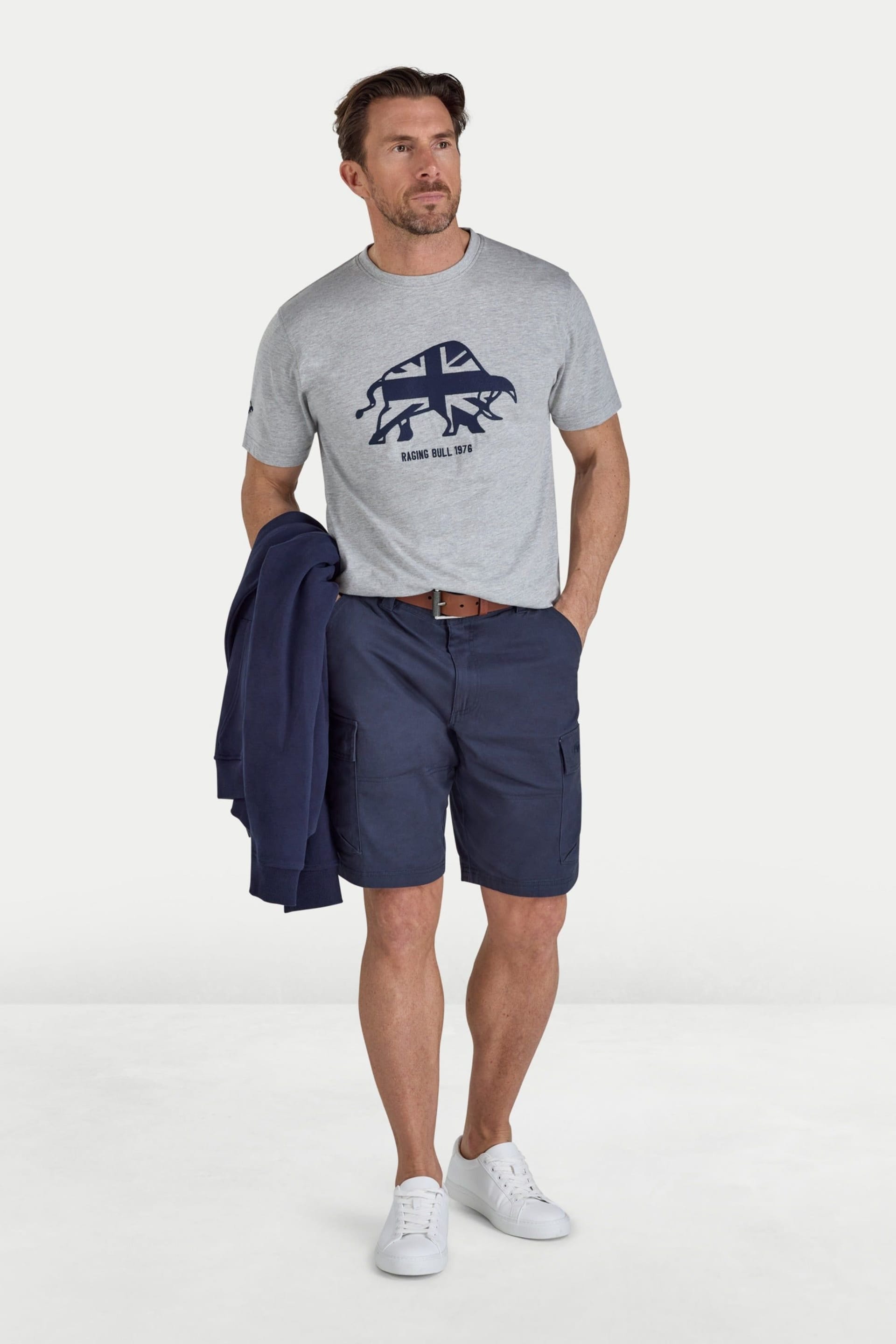 raging bull Raging Bull Men's Embroidered Bull T-Shirt in Grey - 4