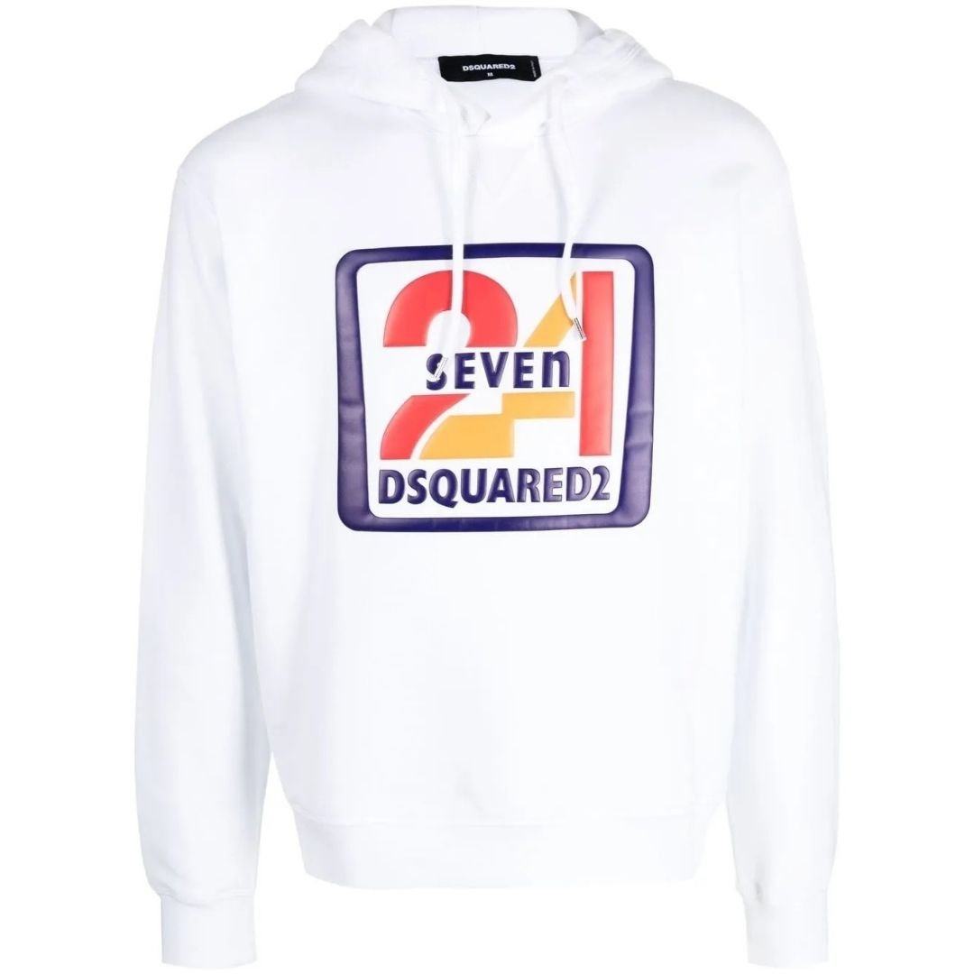 Dsquared2 Dsquared2 Men's Cool Fit Seven 24 Logo White Hoodie - 1
