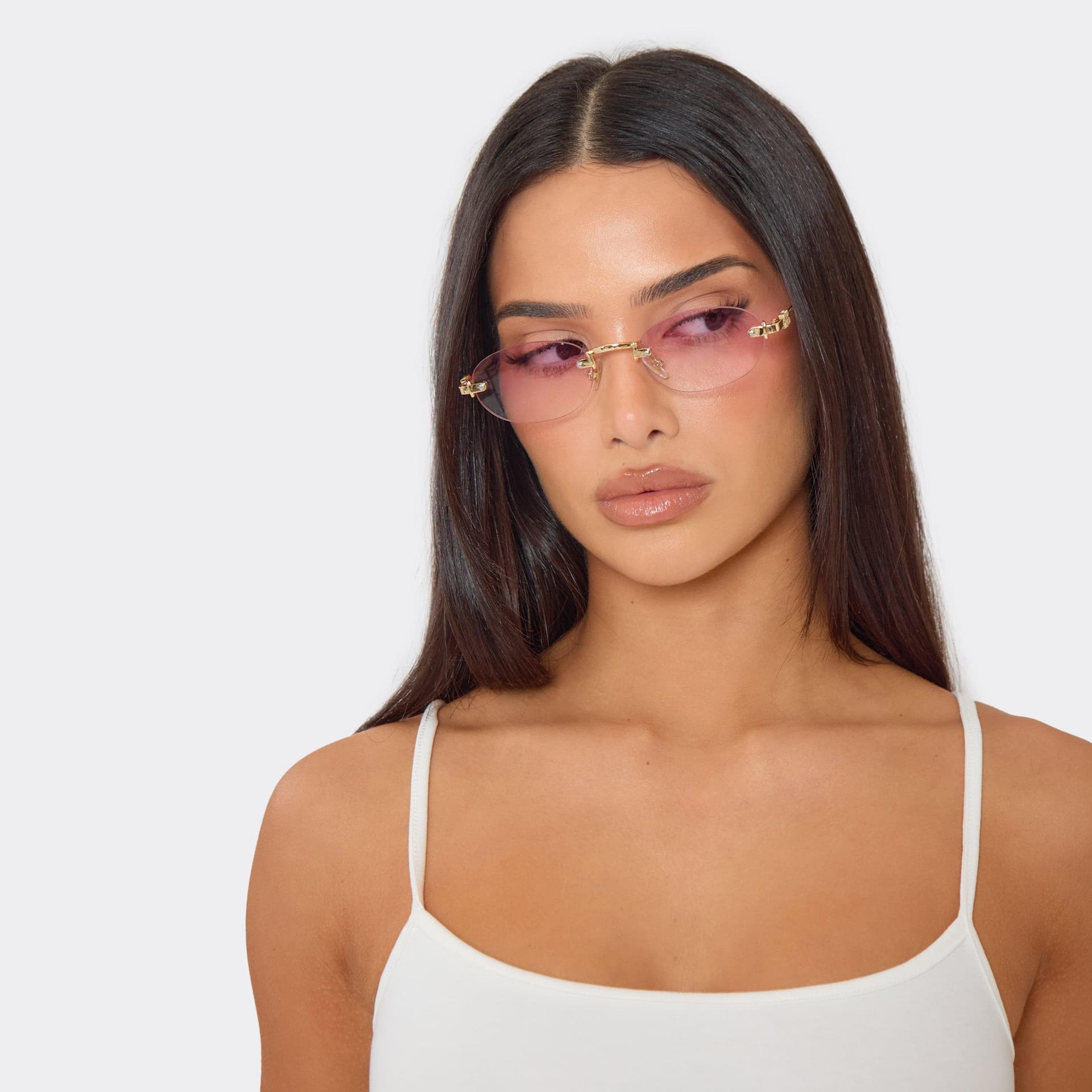 EGO EGO Pink And Gold Frameless Sunglasses, Women's Size UK 0