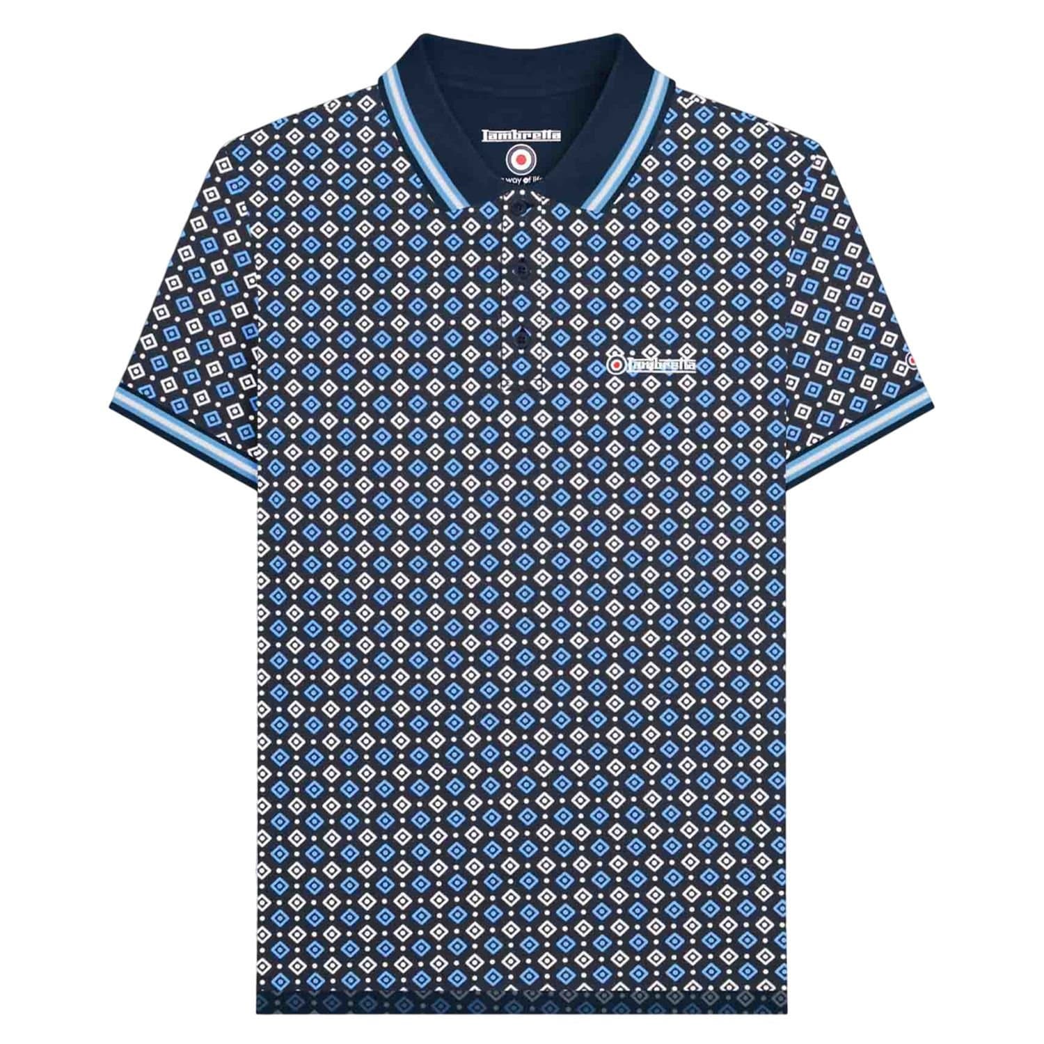Lambretta Lambretta Men's SS25 Geometric Big & Tall Polo Shirt in Dark Navy