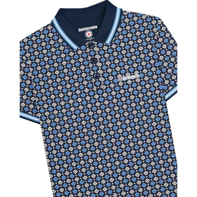 Lambretta Lambretta Men's SS25 Geometric Big & Tall Polo Shirt in Dark Navy - 3