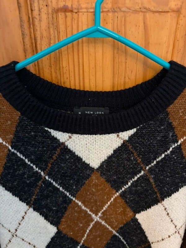 New Look New Look Men Argyle Diamond Knit Jumper Size M Brown / Black / White