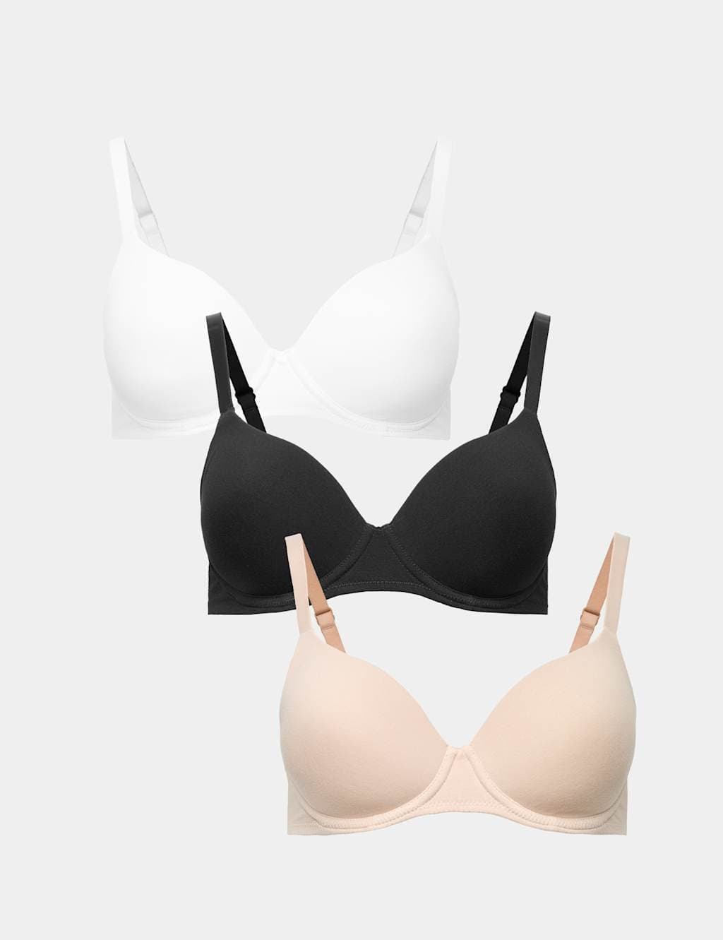 Marks & Spencer M&S 3pk Wired Full Cup T-Shirt Bras A-E Opaline Mix