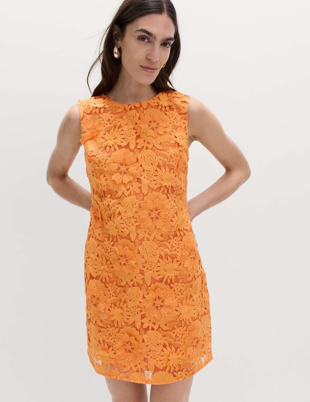 Marks & Spencer M&S Floral Appliqué Mini Bodycon Dress Mango