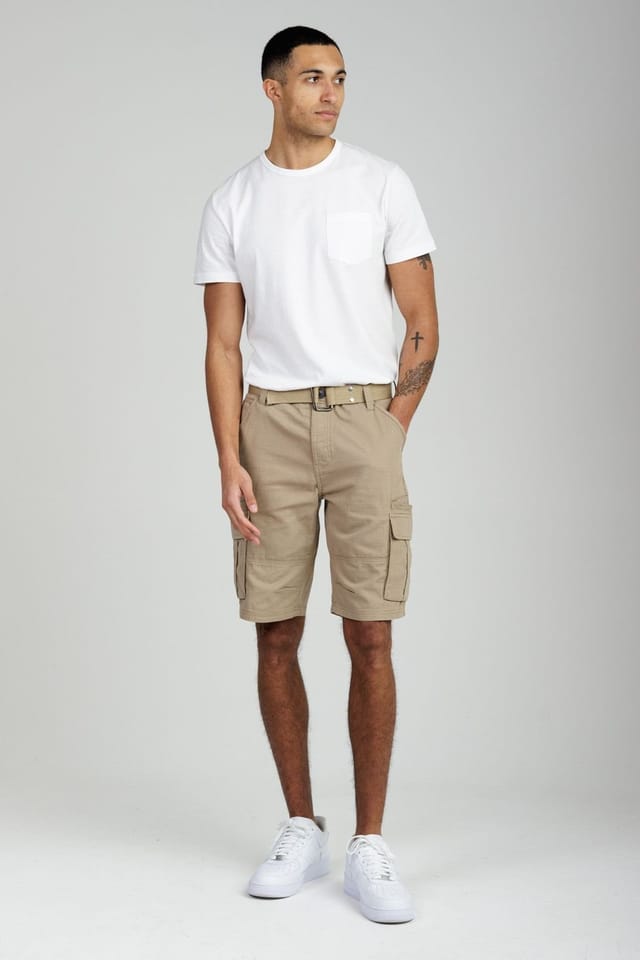 Tokyo Laundry Tokyo Laundry Men's Cotton Ripstop Cargo Shorts in Stone - 3