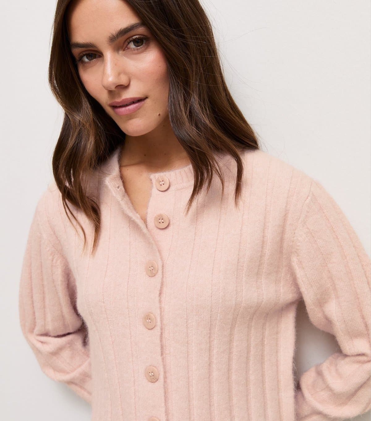New Look Women's Petite Light Pink Wide Rib Meet The Jean Cardigan New Look