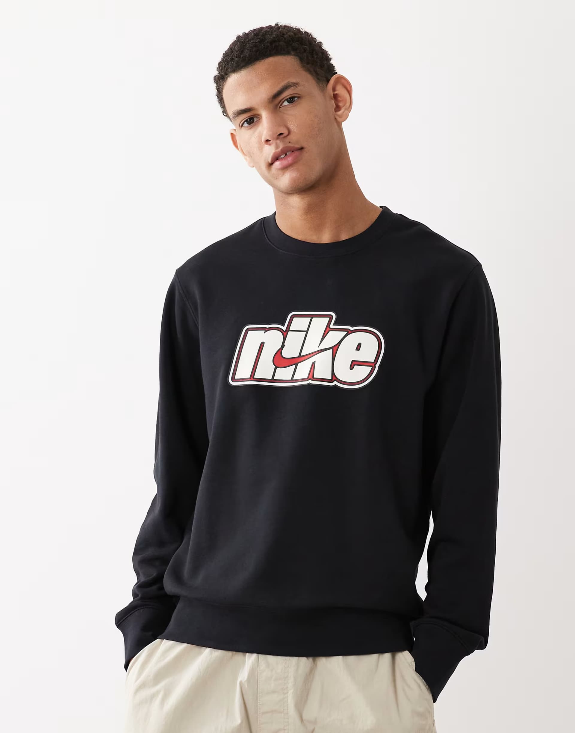 ASOS Nike French Terry crew jumper in black