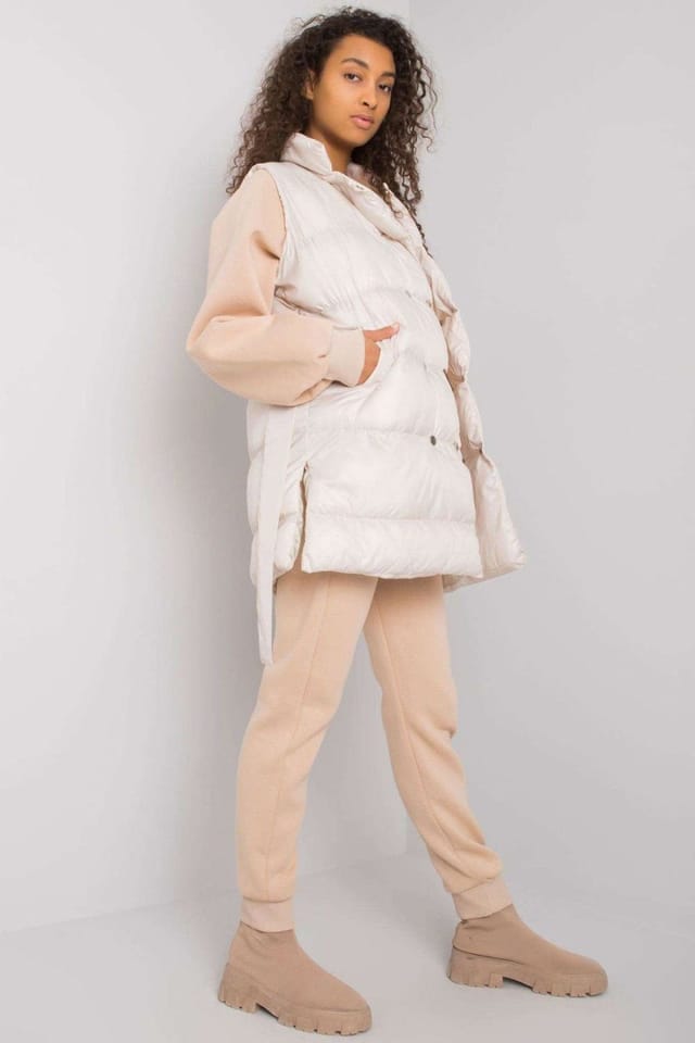 Love Lace Love Lace Women's Down Vest Sweatshirt Sweatpants Set Style 160800 in Beige - 2