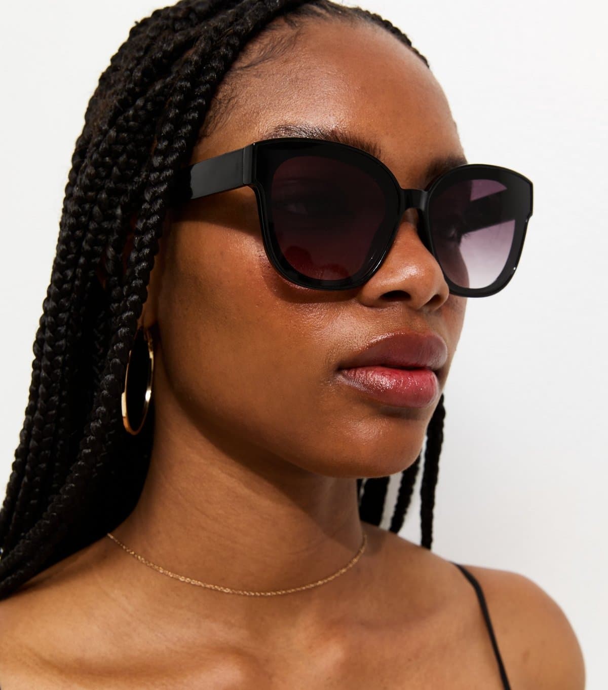 New Look New Look Black Preppy Oversized Overlay Sunglasses