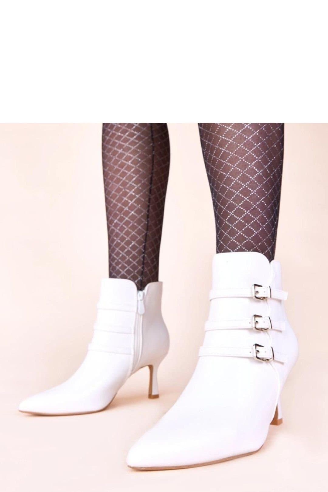 Love Lace Love Lace White Stiletto Ankle Boots with Buckle Detail