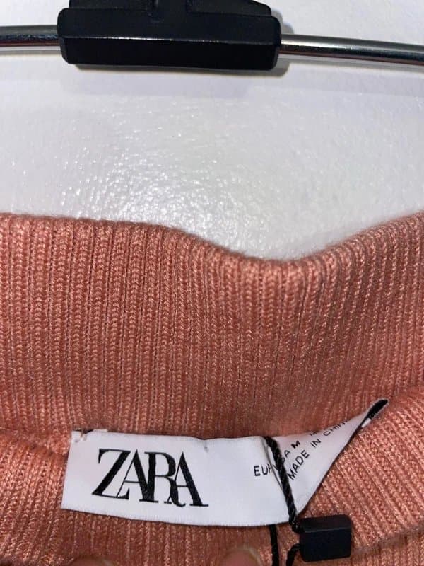 Zara Zara Woman Peach Knit A-Line Knit Midi Skirt Size UK M