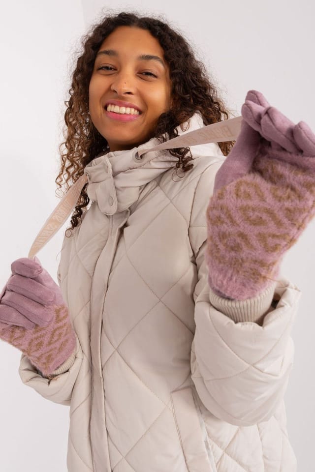 Love Lace Love Lace Women's Smooth Knit Insulated Removable Gloves With Phone Touch Flower in Pink - 2