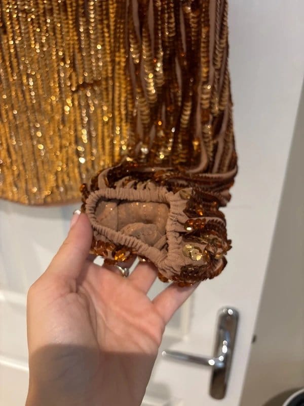 ASOS Gold Sequin Short-Sleeve Top Size 6