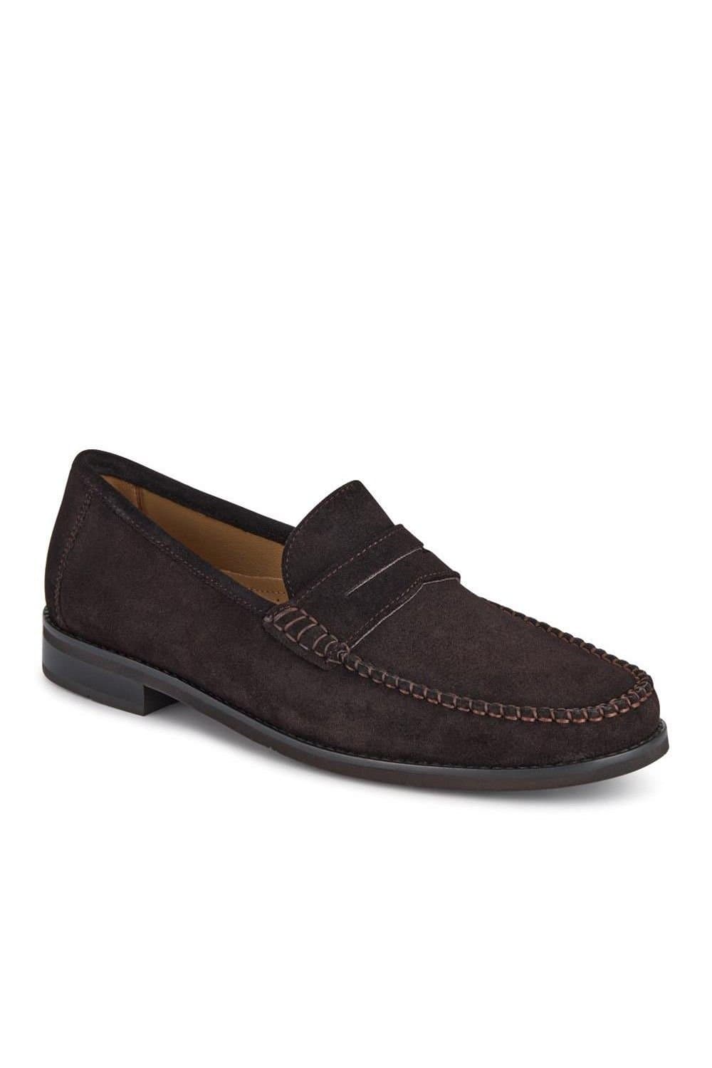Jones Bootmaker Jones Bootmaker Men's Quennell Leather Penny Loafers in Dark Brown