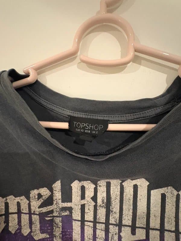 Topshop Topshop Graphic Tee with Lace Sleeves