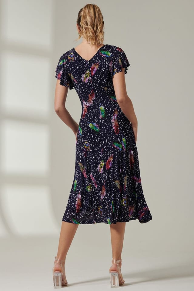 Jolie Moi Jolie Moi Women's Lucille Fit & Flare Mesh Dress in Navy - 3