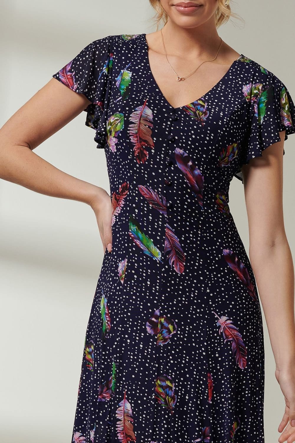 Jolie Moi Jolie Moi Women's Lucille Fit & Flare Mesh Dress in Navy - 4