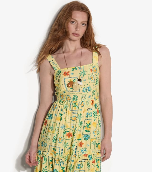 Apricot Women's Yellow Postcard Print Midi Dress Apricot New Look - 2