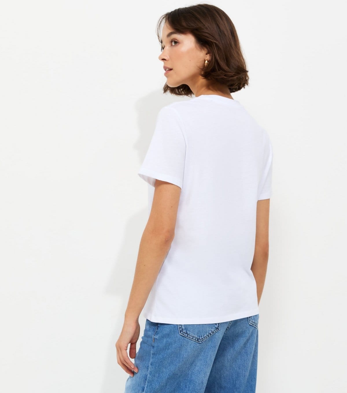 New Look Women's White Cotton Flower Print Crew Neck T-Shirt New Look - 4