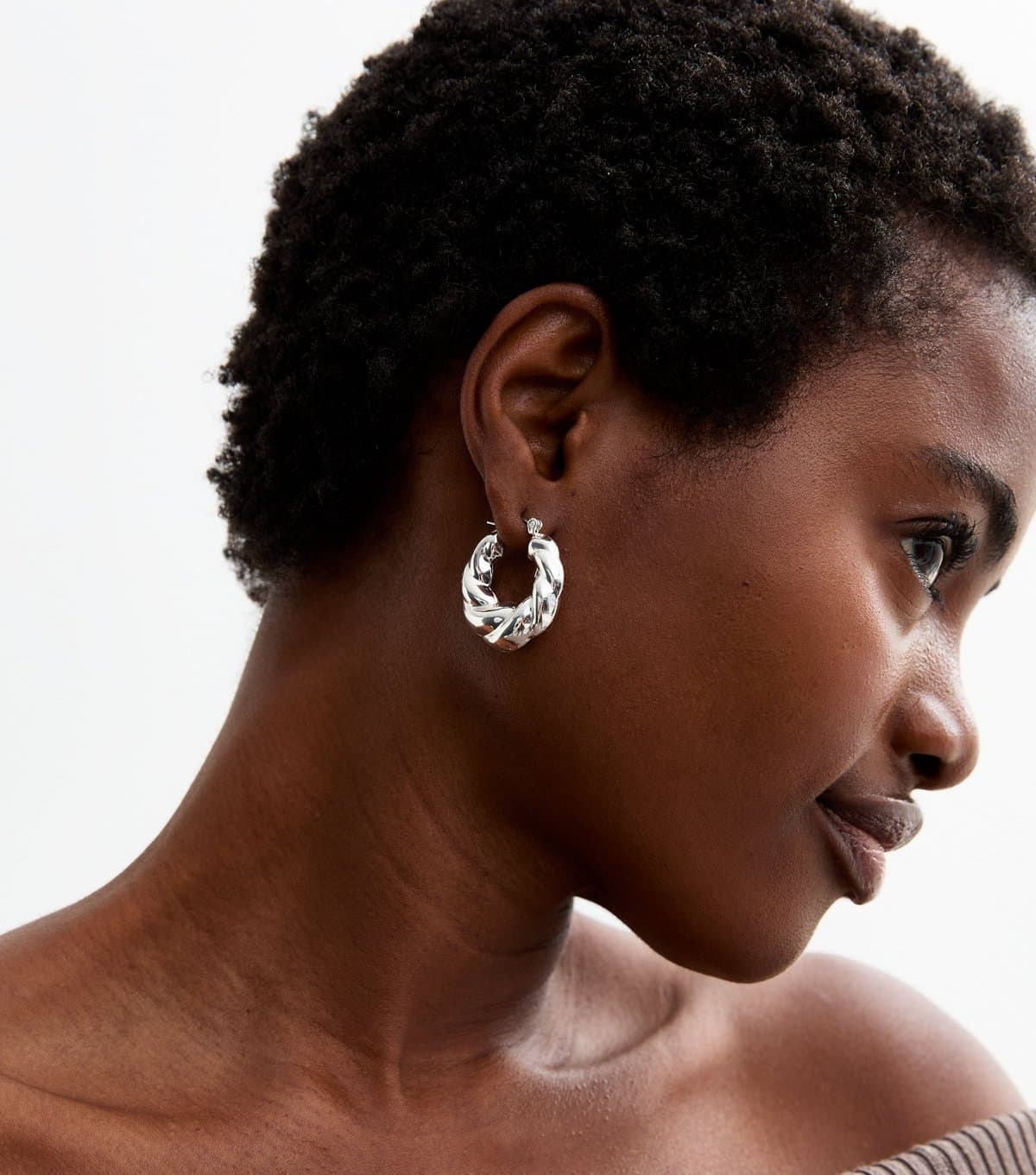 New Look New Look Silver Tone Twist Hinge Hoop Earrings