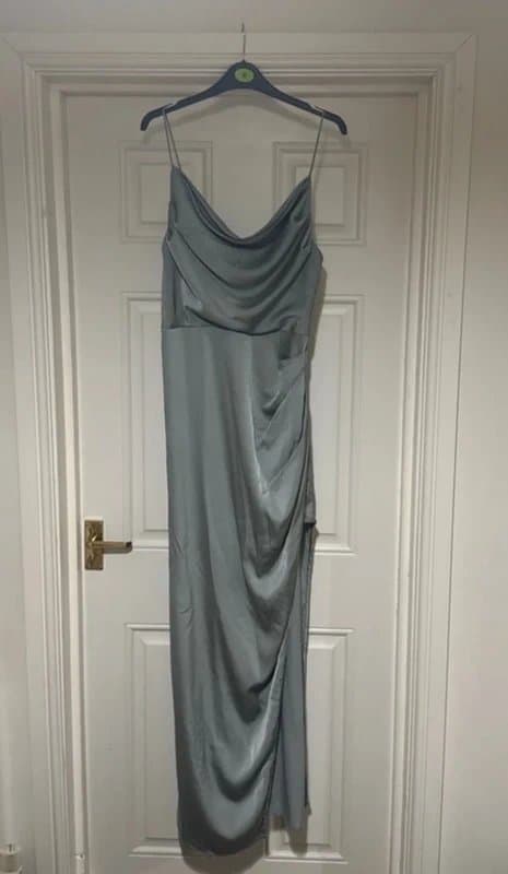 Fashion Sage green satin maxi dress size 10 12