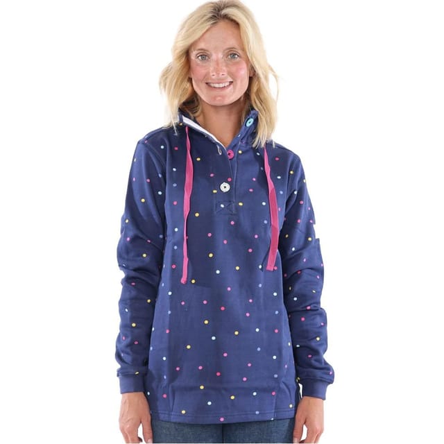 Lazy Jacks Lazy Jacks Women's Polka Dot Sweatshirt in Navy - 3