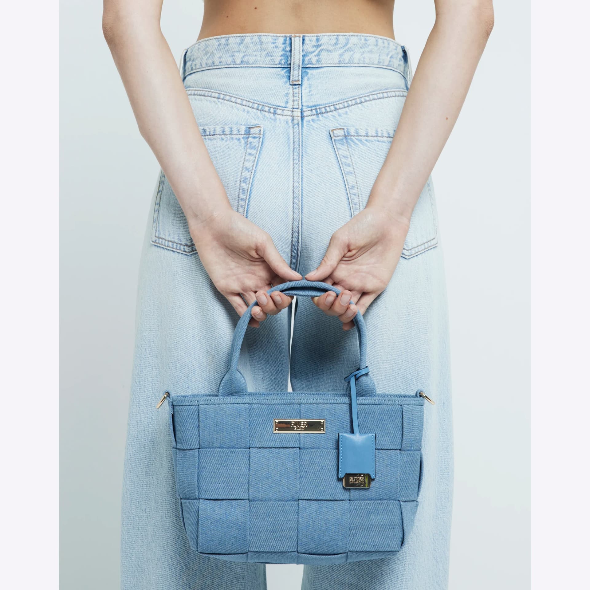 River Island River Island Womens Blue Denim Chunky Weave Tote Bag