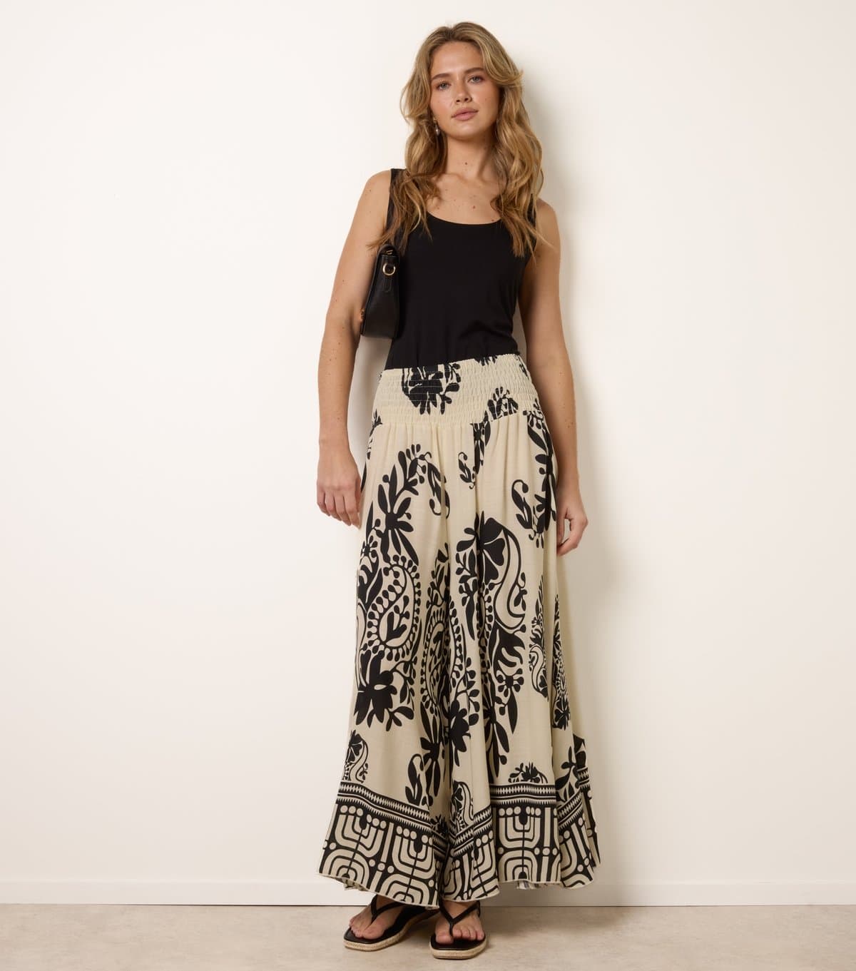 Blue Vanilla Women's Black Paisley Print Wide Leg Trousers Blue Vanilla New Look