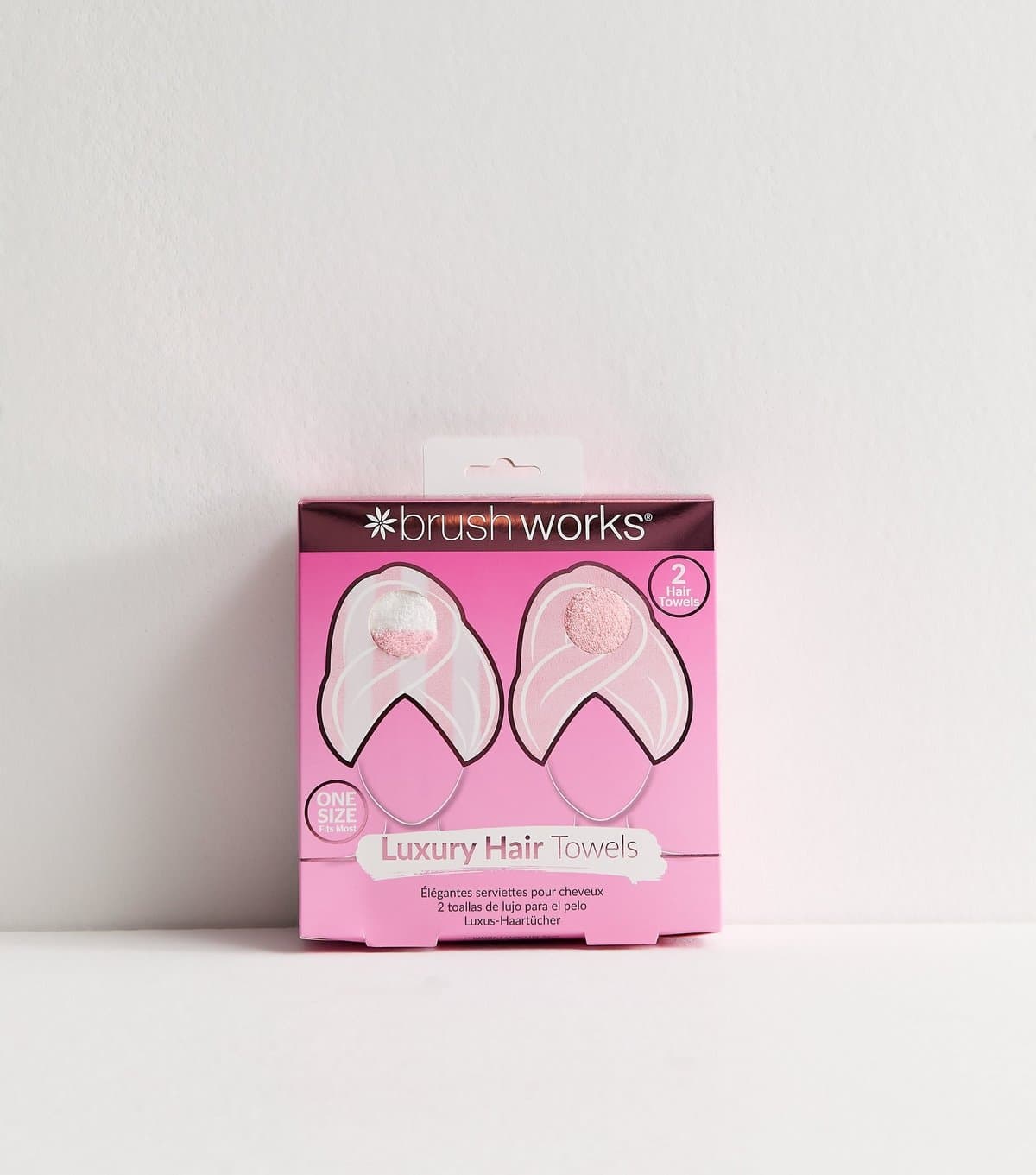 Brushworks Brushworks Pink Striped Hair Turbans Pack of 2