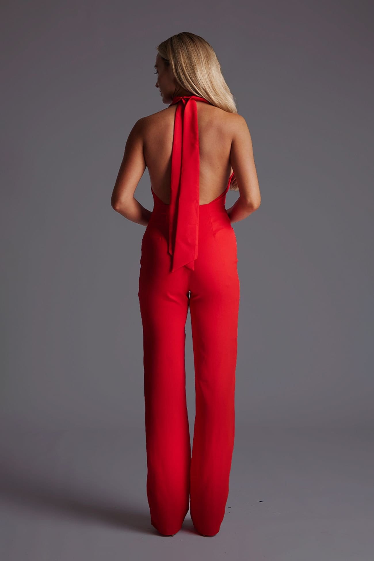 Vesper Vesper Women's Cowl Neck Wide Leg Jumpsuit in Red - 4
