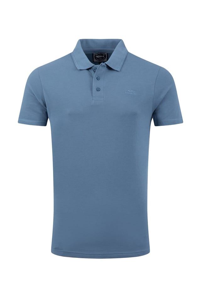 Weird Fish Weird Fish Men's Giles Pique Polo Shirt in Mid Blue - 2