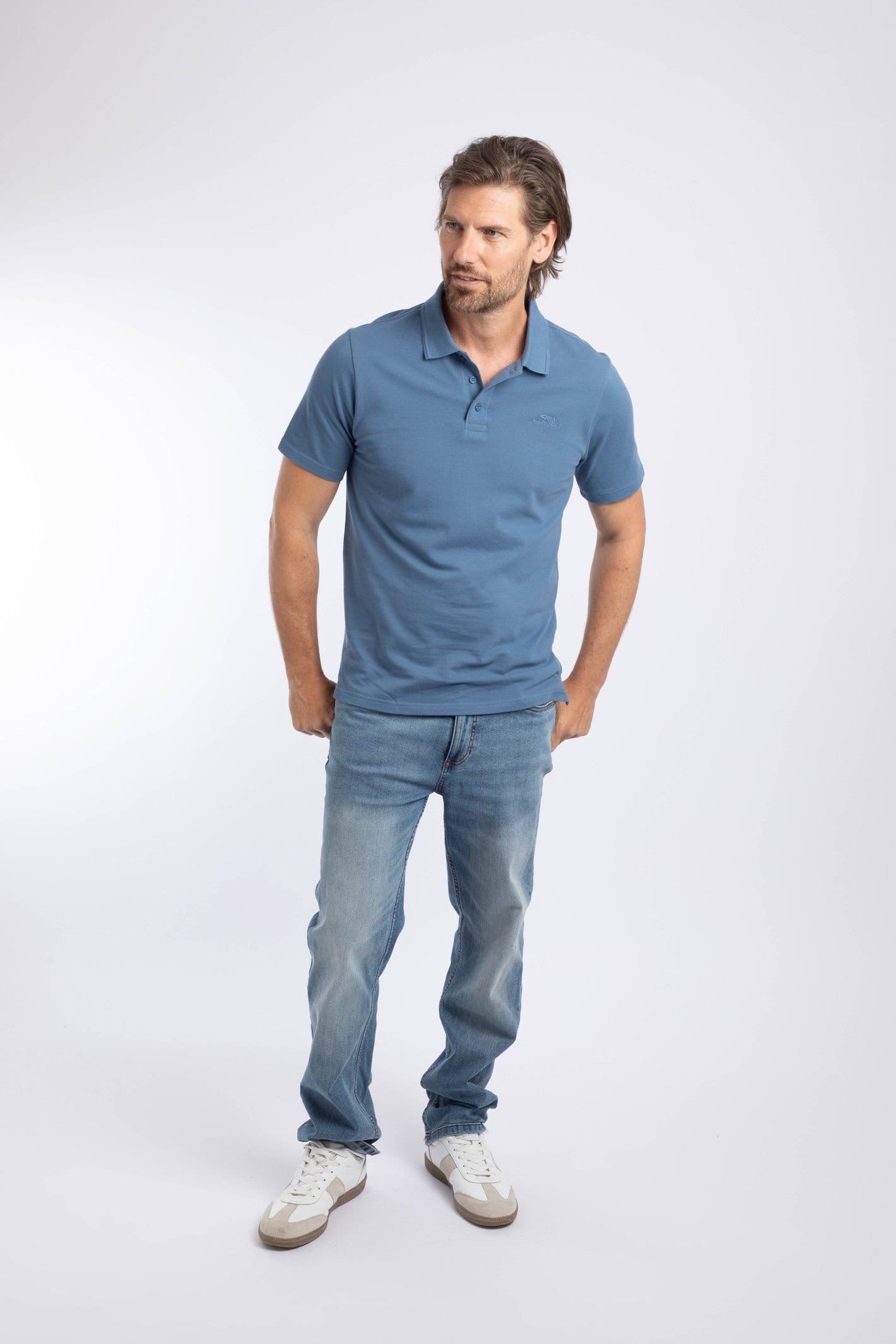 Weird Fish Weird Fish Men's Giles Pique Polo Shirt in Mid Blue - 4