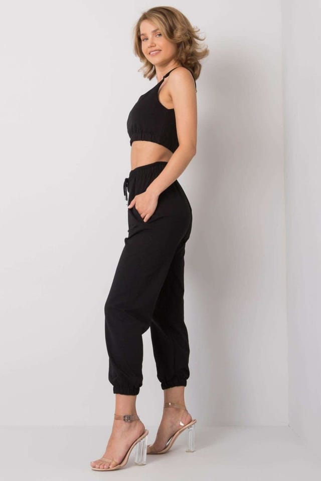 Love Lace Love Lace Women's Sportswear Set Adjustable Strap Top Sweatpants in Black - 3
