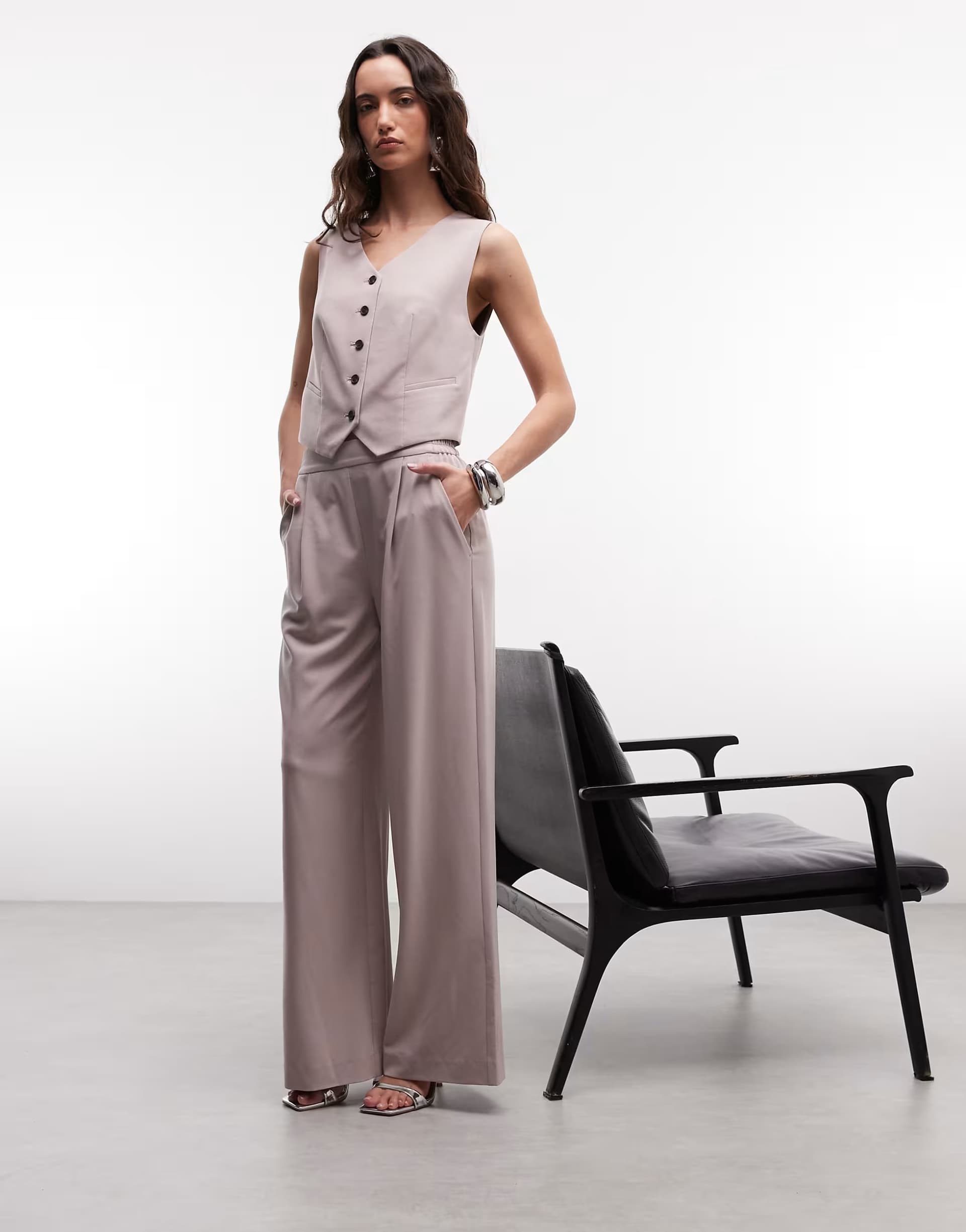 ASOS AllSaints Aleida wide leg suit trouser in lilac - LILAC