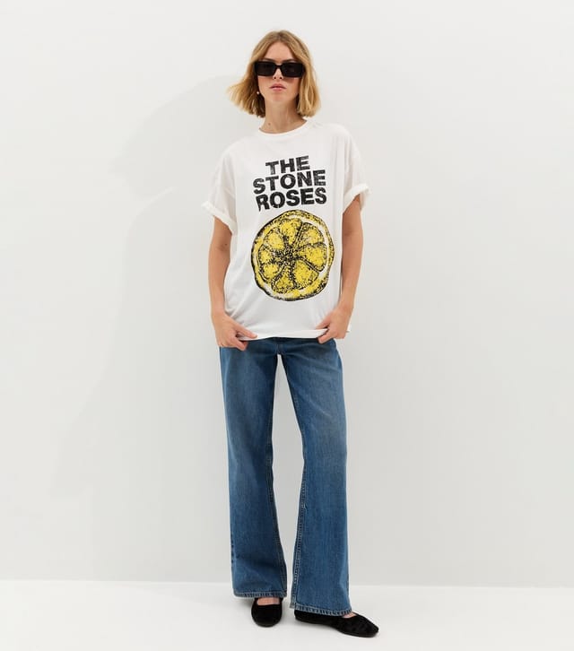 New Look Women's White Stone Roses Oversized T-Shirt New Look - 3