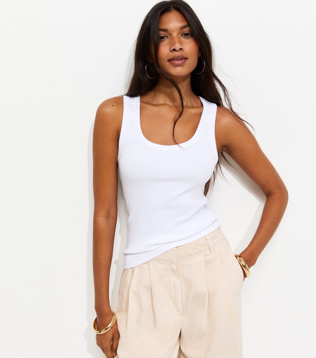 New Look White Cotton Rich Scoop Neck Vest