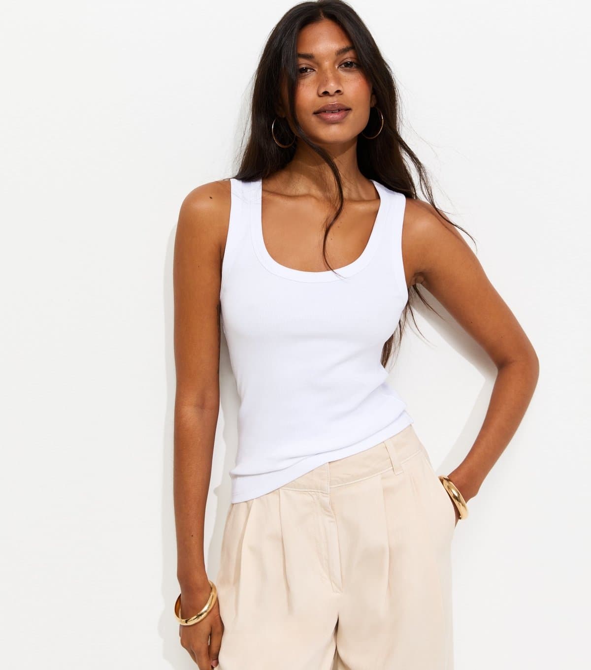 New Look New Look White Cotton Rich Scoop Neck Vest