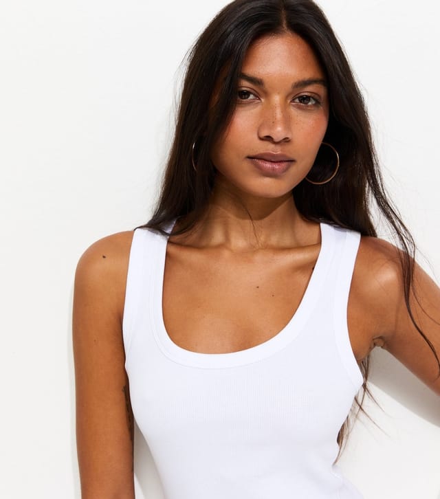 New Look Women's White Cotton Rich Scoop Neck Vest New Look - 3