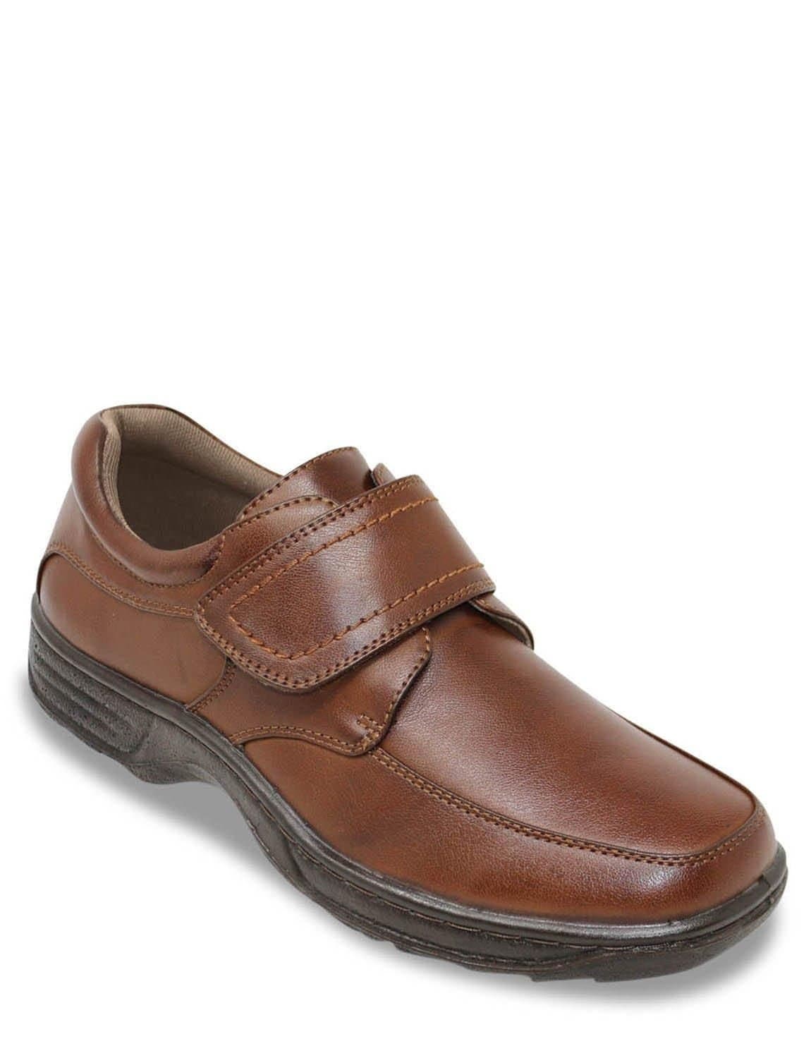 Cushion Walk Cushion Walk Men's Touch Fasten Wide Fit Shoe With Gel Pad in Brown