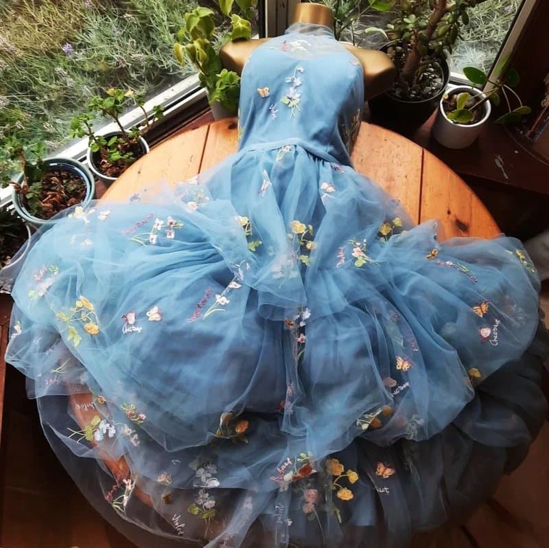 Zapaka Gorgeous New Zapaka blue wildflower tulle dress Size 14