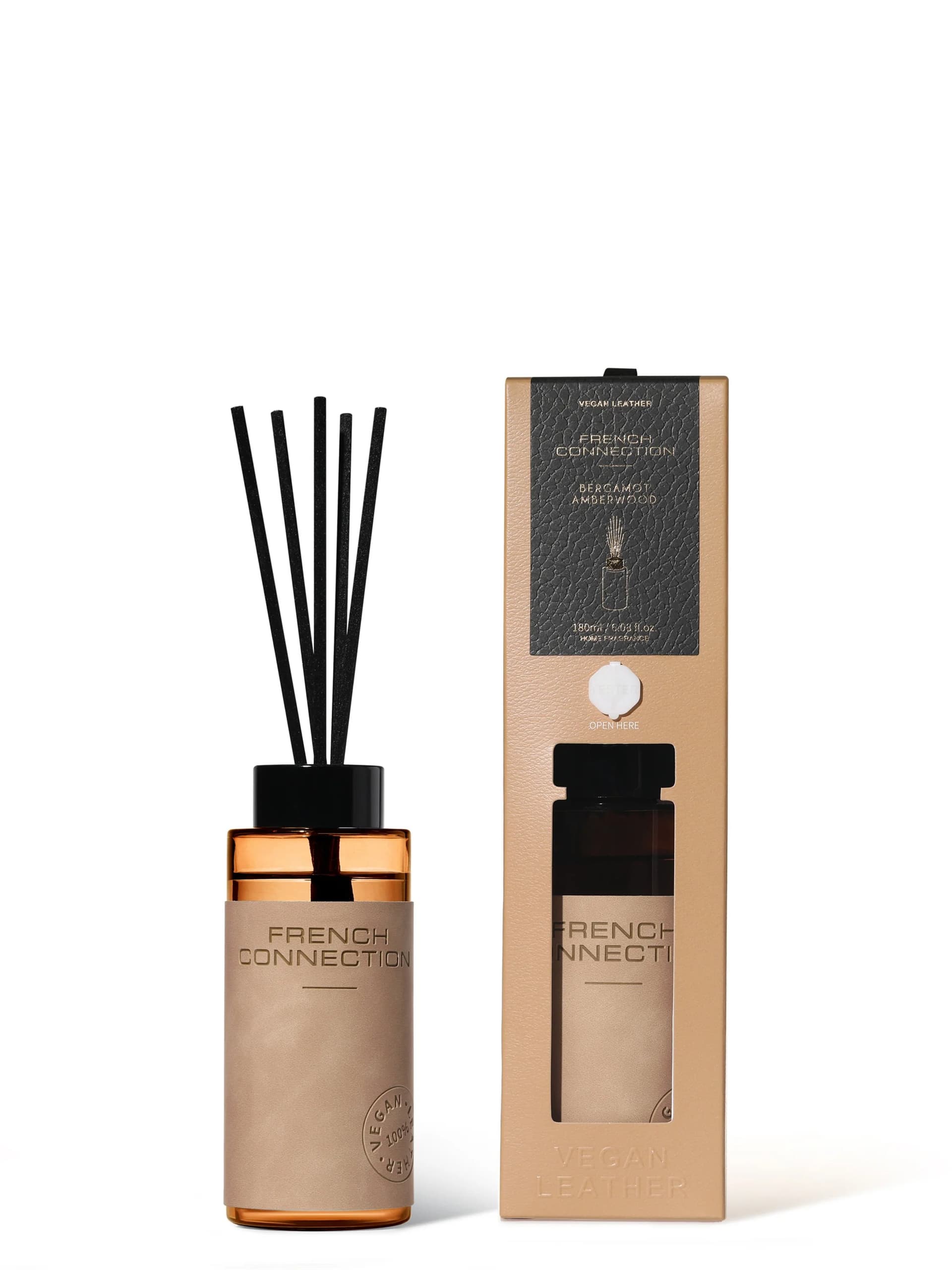 French Connection Bergamot & Amberwood Vegan Leather Diffuser Bergamot & Amberwood