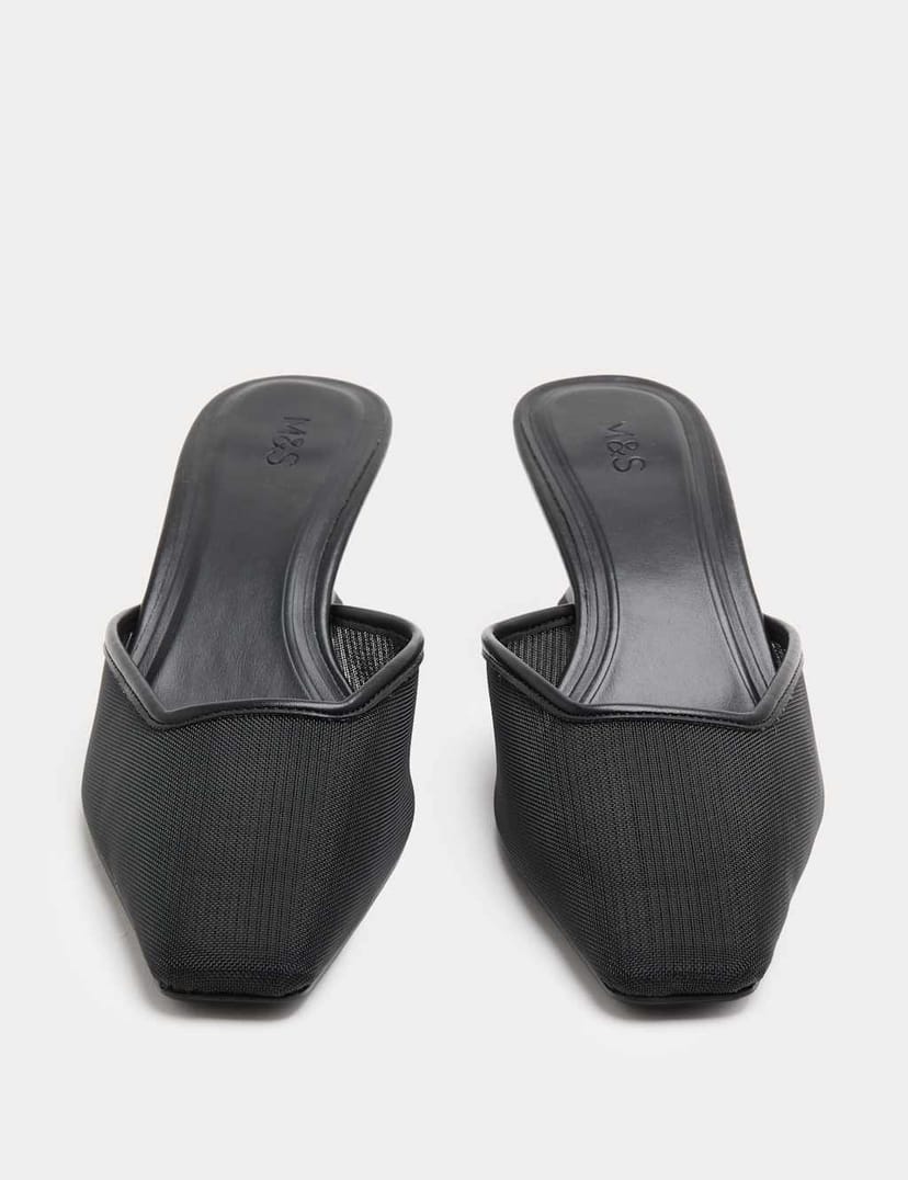 Marks & Spencer M&S Mesh Wedge Pointed Mules Black - 1
